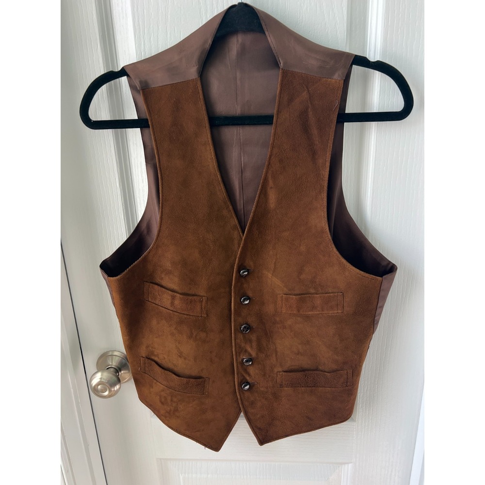 Vintage Leathercraft Mens Brown Suede Vest Western Cowboy Rodeo‎ Size 40
